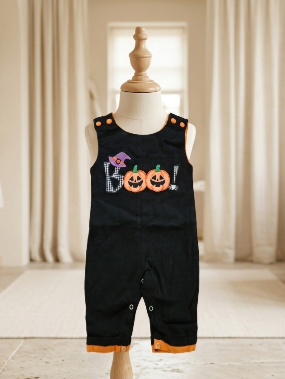 Lil Cactus Halloween BOO Appliqué Overalls NWT Size 3–6M